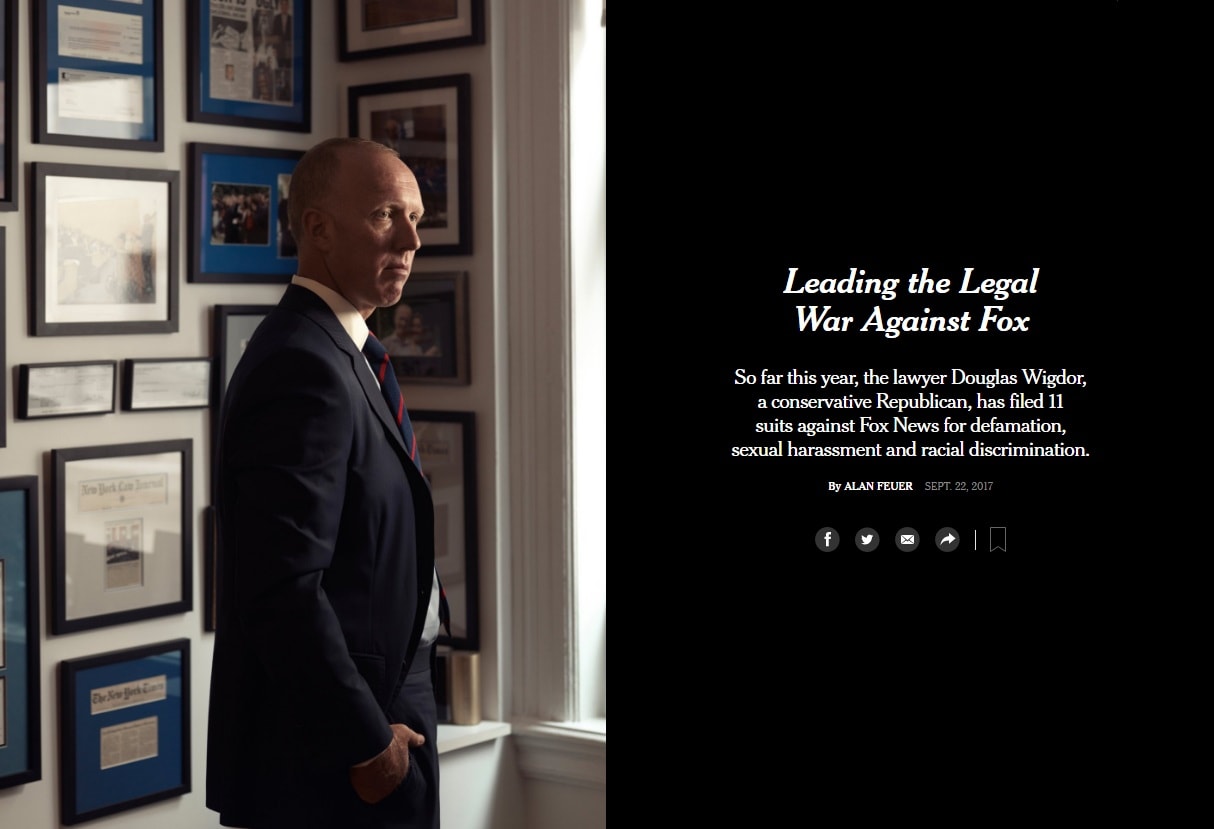 DOUGLAS WIGDOR’S PROFILE FEATURED IN THE NEW YORK TIMES