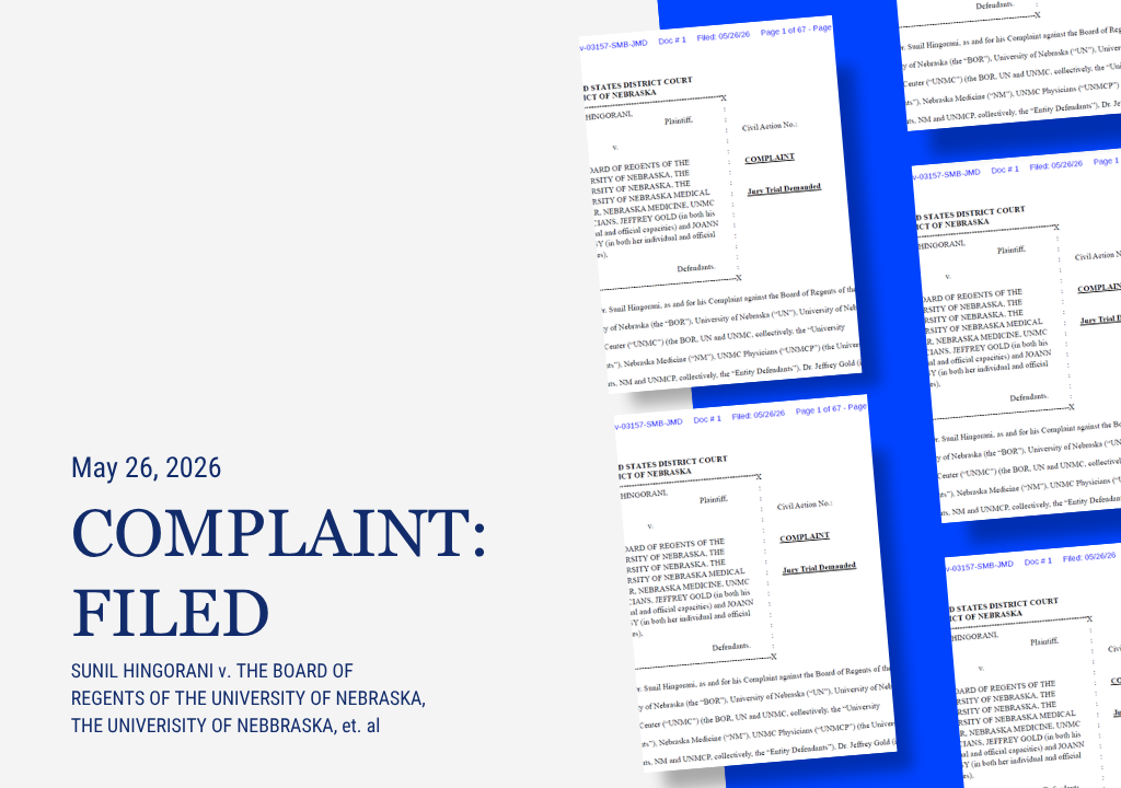 Wigdor Files Retaliation Complaint Against The University of Nebraska