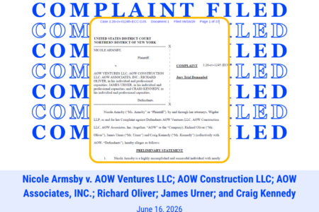 Wigdor Files Gender Discrimination and Retaliation Complaint Against Construction Company
