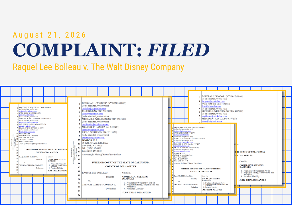 Wigdor Files Negligence Complaint Against Disney